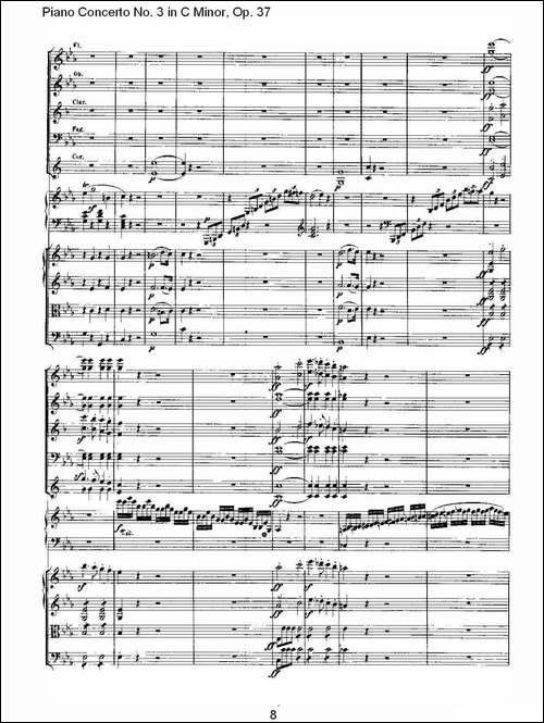C小调钢琴第三协奏曲 Op.37  第一乐章-钢琴谱