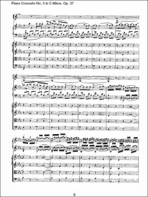 C小调钢琴第三协奏曲 Op.37  第一乐章-钢琴谱