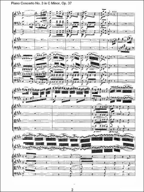 C小调钢琴第三协奏曲 Op.37  第二乐章-钢琴谱