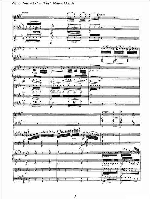 C小调钢琴第三协奏曲 Op.37  第二乐章-钢琴谱