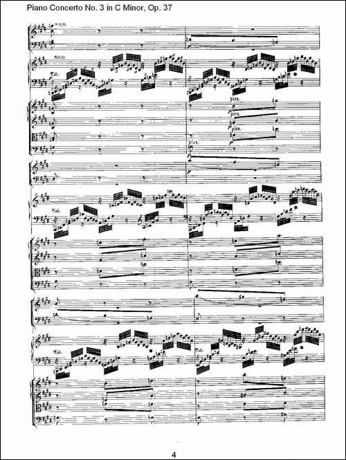 C小调钢琴第三协奏曲 Op.37  第二乐章-钢琴谱