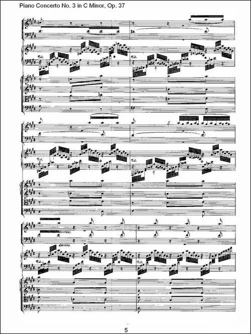 C小调钢琴第三协奏曲 Op.37  第二乐章-钢琴谱