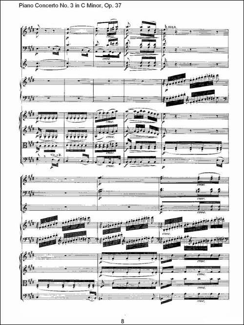 C小调钢琴第三协奏曲 Op.37  第二乐章-钢琴谱
