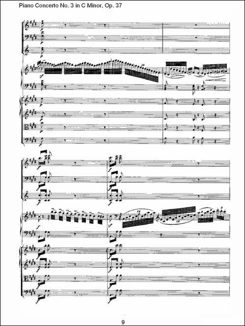 C小调钢琴第三协奏曲 Op.37  第二乐章-钢琴谱