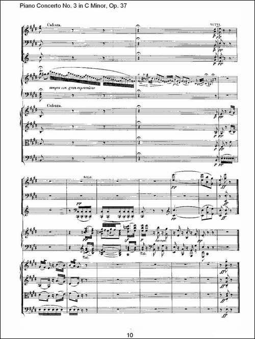 C小调钢琴第三协奏曲 Op.37  第二乐章-钢琴谱