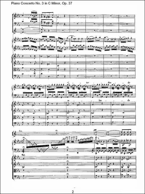 C小调钢琴第三协奏曲 Op.37  第三乐章-钢琴谱