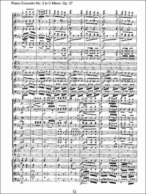 C小调钢琴第三协奏曲 Op.37  第三乐章-钢琴谱