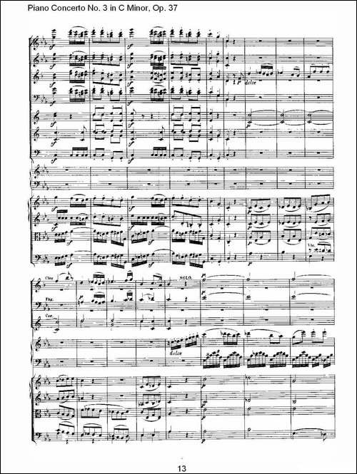 C小调钢琴第三协奏曲 Op.37  第三乐章-钢琴谱