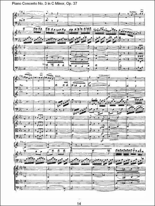 C小调钢琴第三协奏曲 Op.37  第三乐章-钢琴谱