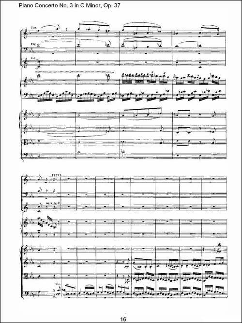 C小调钢琴第三协奏曲 Op.37  第三乐章-钢琴谱