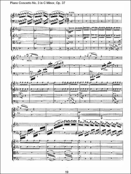 C小调钢琴第三协奏曲 Op.37  第三乐章-钢琴谱