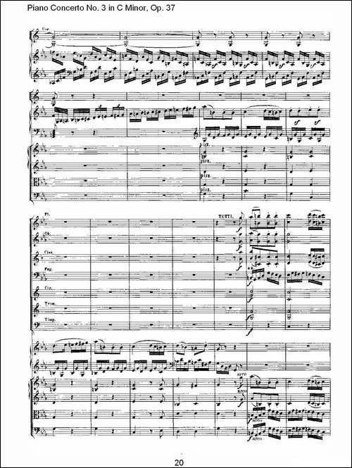 C小调钢琴第三协奏曲 Op.37  第三乐章-钢琴谱