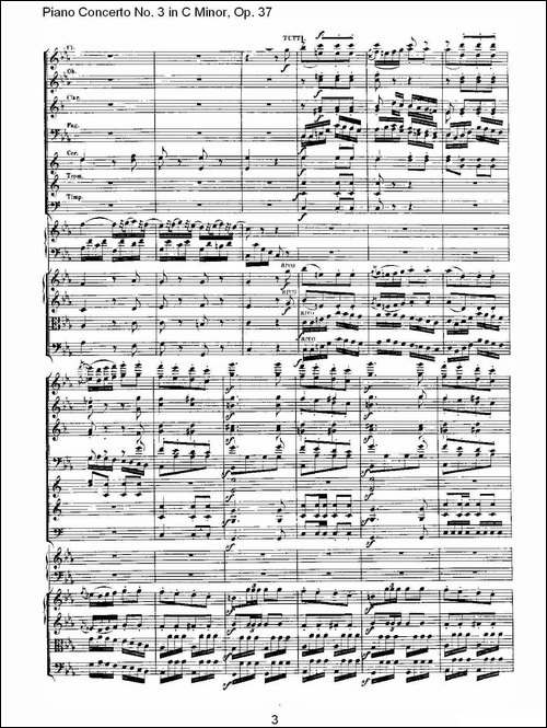 C小调钢琴第三协奏曲 Op.37  第三乐章-钢琴谱