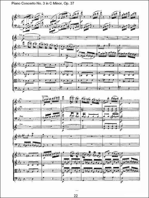 C小调钢琴第三协奏曲 Op.37  第三乐章-钢琴谱