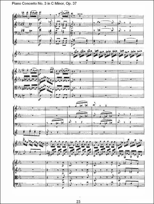 C小调钢琴第三协奏曲 Op.37  第三乐章-钢琴谱