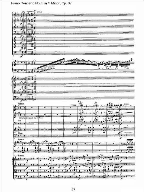 C小调钢琴第三协奏曲 Op.37  第三乐章-钢琴谱