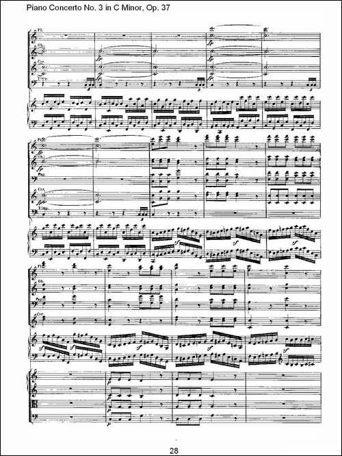 C小调钢琴第三协奏曲 Op.37  第三乐章-钢琴谱