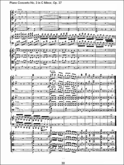 C小调钢琴第三协奏曲 Op.37  第三乐章-钢琴谱