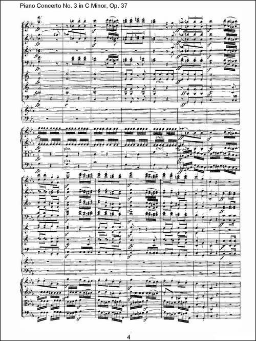 C小调钢琴第三协奏曲 Op.37  第三乐章-钢琴谱