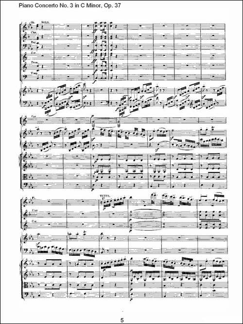 C小调钢琴第三协奏曲 Op.37  第三乐章-钢琴谱
