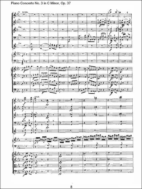 C小调钢琴第三协奏曲 Op.37  第三乐章-钢琴谱