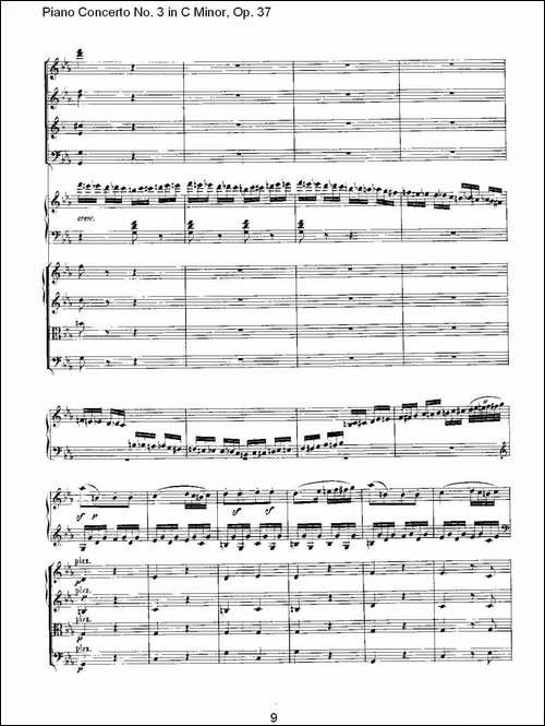 C小调钢琴第三协奏曲 Op.37  第三乐章-钢琴谱