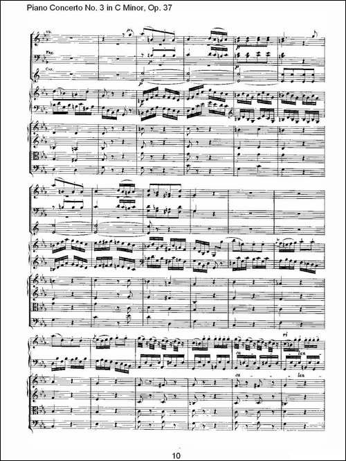 C小调钢琴第三协奏曲 Op.37  第三乐章-钢琴谱