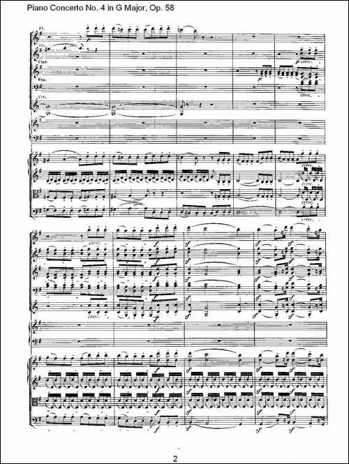Ｇ大调钢琴第四协奏曲 Op.58 第一乐章-总谱-钢琴谱