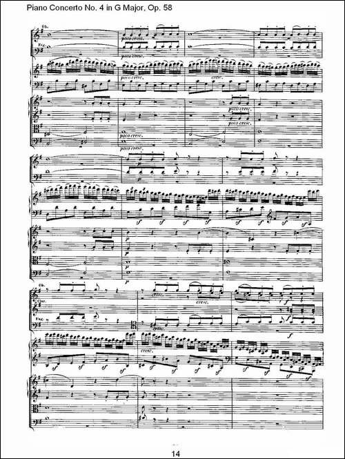 Ｇ大调钢琴第四协奏曲 Op.58 第一乐章-总谱-钢琴谱
