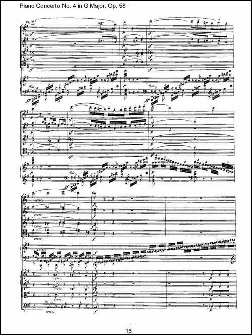 Ｇ大调钢琴第四协奏曲 Op.58 第一乐章-总谱-钢琴谱