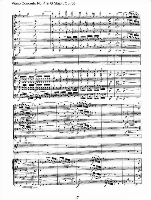 Ｇ大调钢琴第四协奏曲 Op.58 第一乐章-总谱-钢琴谱