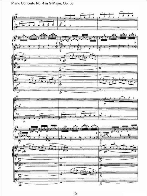 Ｇ大调钢琴第四协奏曲 Op.58 第一乐章-总谱-钢琴谱