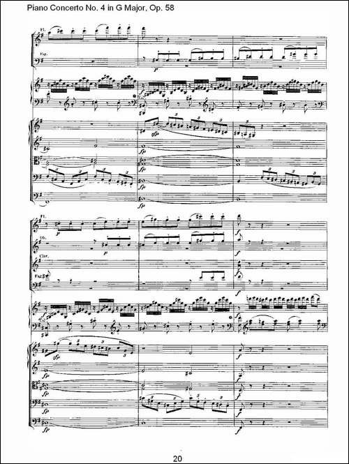 Ｇ大调钢琴第四协奏曲 Op.58 第一乐章-总谱-钢琴谱