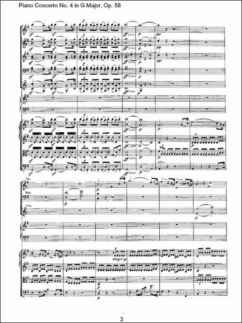 Ｇ大调钢琴第四协奏曲 Op.58 第一乐章-总谱-钢琴谱