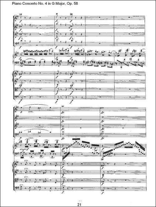 Ｇ大调钢琴第四协奏曲 Op.58 第一乐章-总谱-钢琴谱