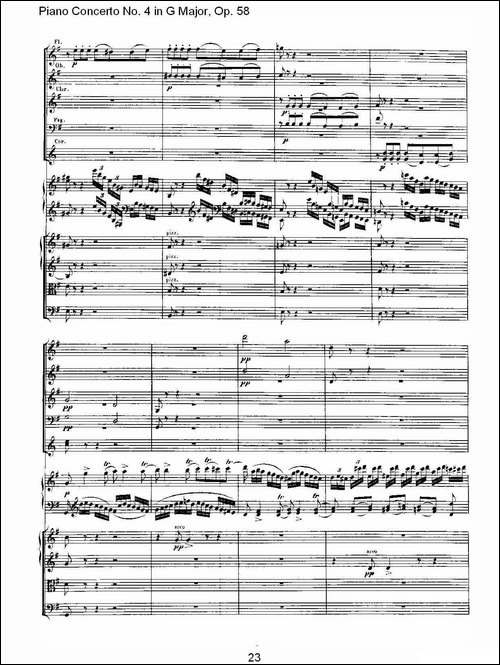 Ｇ大调钢琴第四协奏曲 Op.58 第一乐章-总谱-钢琴谱