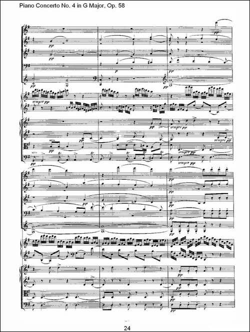 Ｇ大调钢琴第四协奏曲 Op.58 第一乐章-总谱-钢琴谱