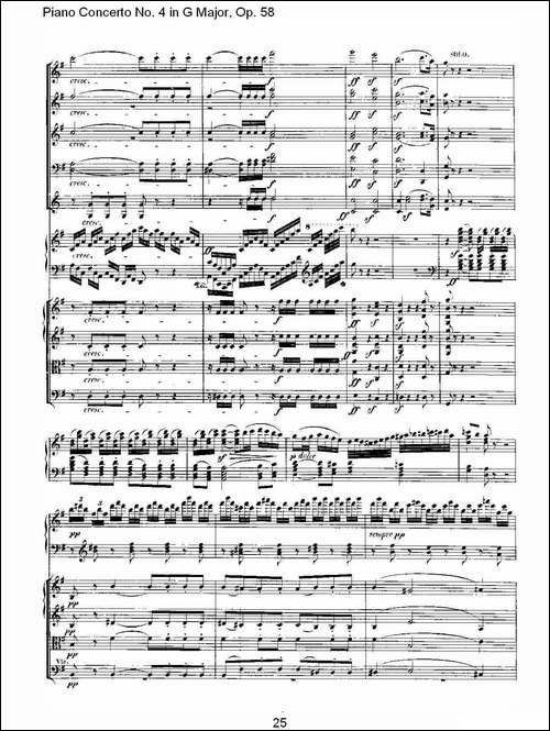 Ｇ大调钢琴第四协奏曲 Op.58 第一乐章-总谱-钢琴谱