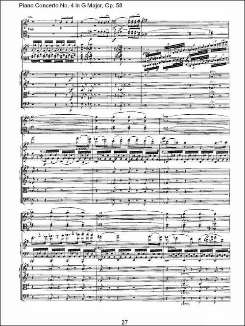 Ｇ大调钢琴第四协奏曲 Op.58 第一乐章-总谱-钢琴谱