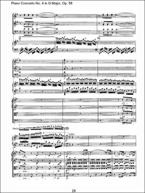 Ｇ大调钢琴第四协奏曲 Op.58 第一乐章-总谱-钢琴谱