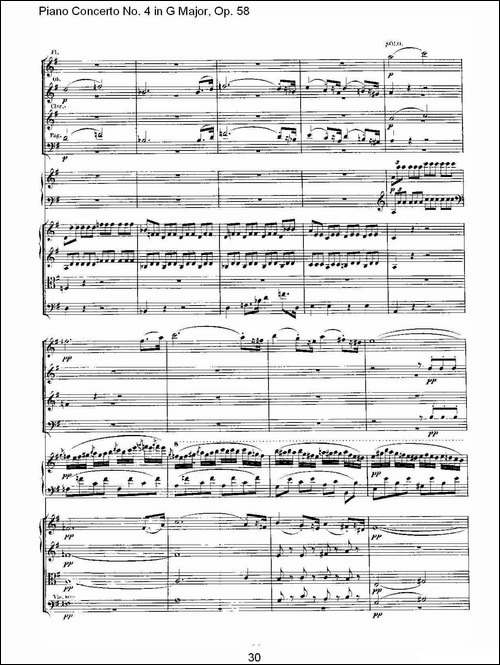 Ｇ大调钢琴第四协奏曲 Op.58 第一乐章-总谱-钢琴谱