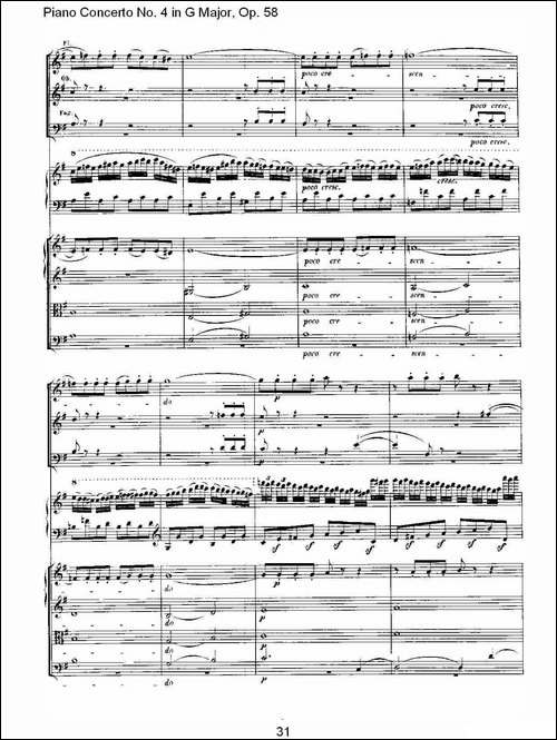 Ｇ大调钢琴第四协奏曲 Op.58 第一乐章-总谱-钢琴谱