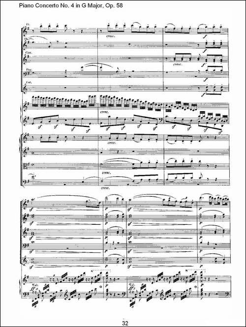 Ｇ大调钢琴第四协奏曲 Op.58 第一乐章-总谱-钢琴谱