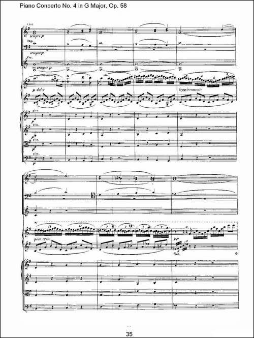 Ｇ大调钢琴第四协奏曲 Op.58 第一乐章-总谱-钢琴谱