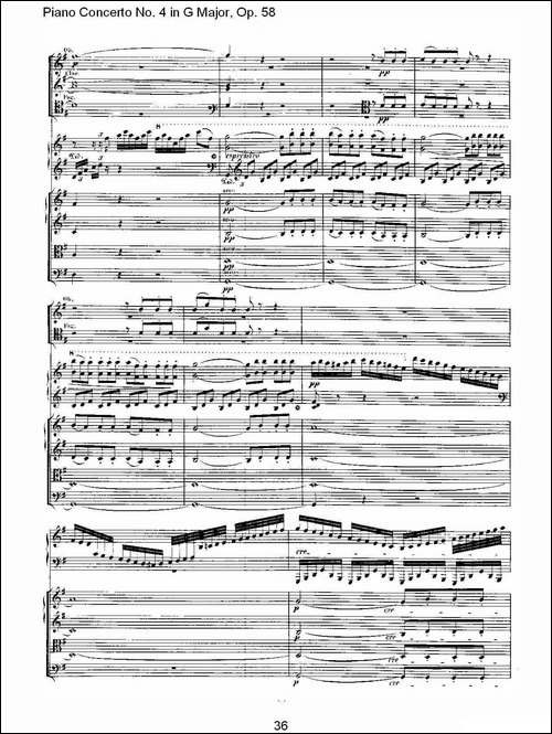 Ｇ大调钢琴第四协奏曲 Op.58 第一乐章-总谱-钢琴谱
