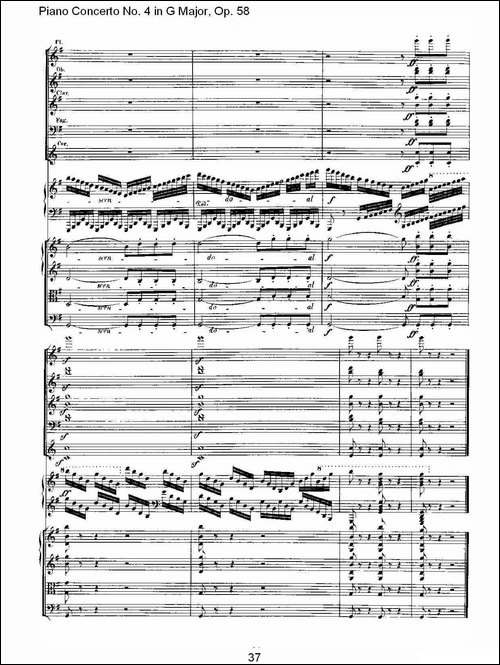 Ｇ大调钢琴第四协奏曲 Op.58 第一乐章-总谱-钢琴谱