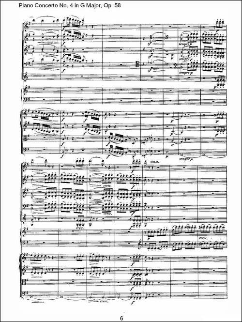 Ｇ大调钢琴第四协奏曲 Op.58 第一乐章-总谱-钢琴谱