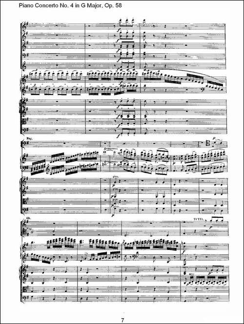 Ｇ大调钢琴第四协奏曲 Op.58 第一乐章-总谱-钢琴谱