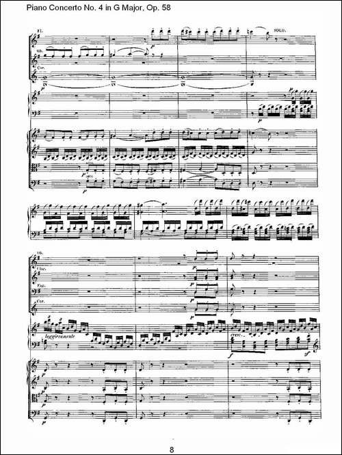 Ｇ大调钢琴第四协奏曲 Op.58 第一乐章-总谱-钢琴谱