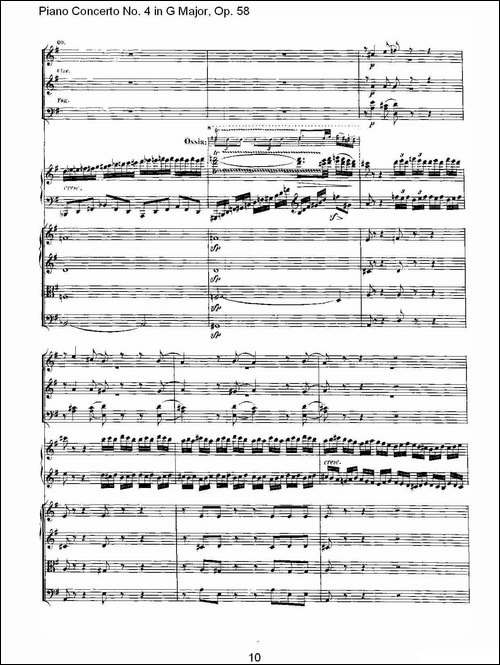 Ｇ大调钢琴第四协奏曲 Op.58 第一乐章-总谱-钢琴谱